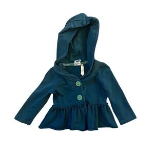 Matilda Jane Character Counts Teal Green Ruffle Peplum Hooded Jacket Girls 12M